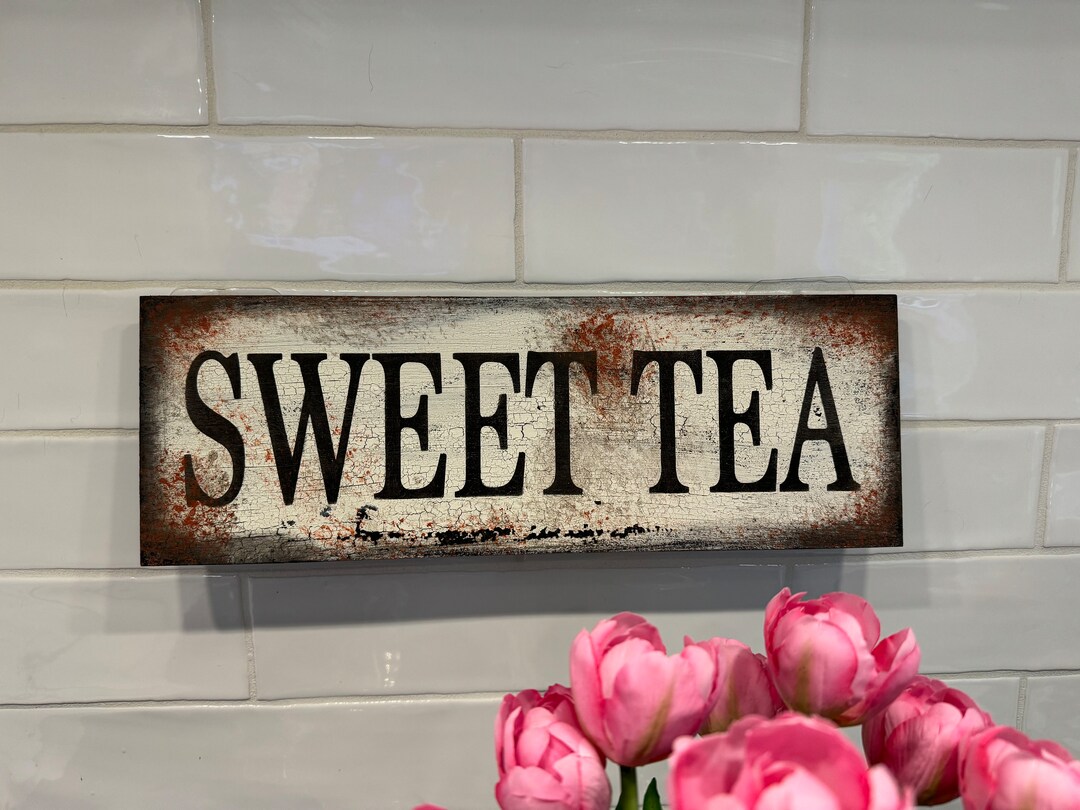 Rustic Sweet Tea Sign: Farmhouse Kitchen Decor (15x5) - Etsy
