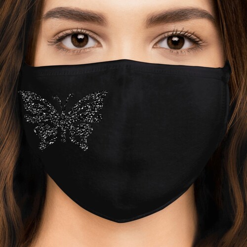 Glamorous Black Glitter Butterfly Face Mask for Adults. Etsy