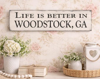 Custom Hometown Wood Sign: Distressed, Aged Look. Rustic Farmhouse Sign Decor | Local Town Sign | Housewarming Gift