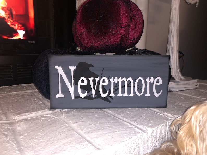 Nevermore Raven Sign. Edgar Allan Poe Decor. Halloween. Black Academia ...