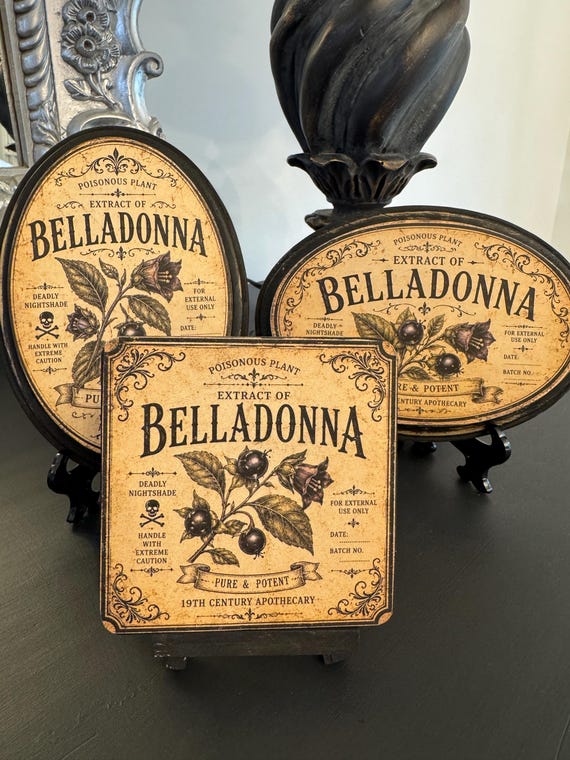 Belladonna, Dark Academia witchy art. Halloween decor.
