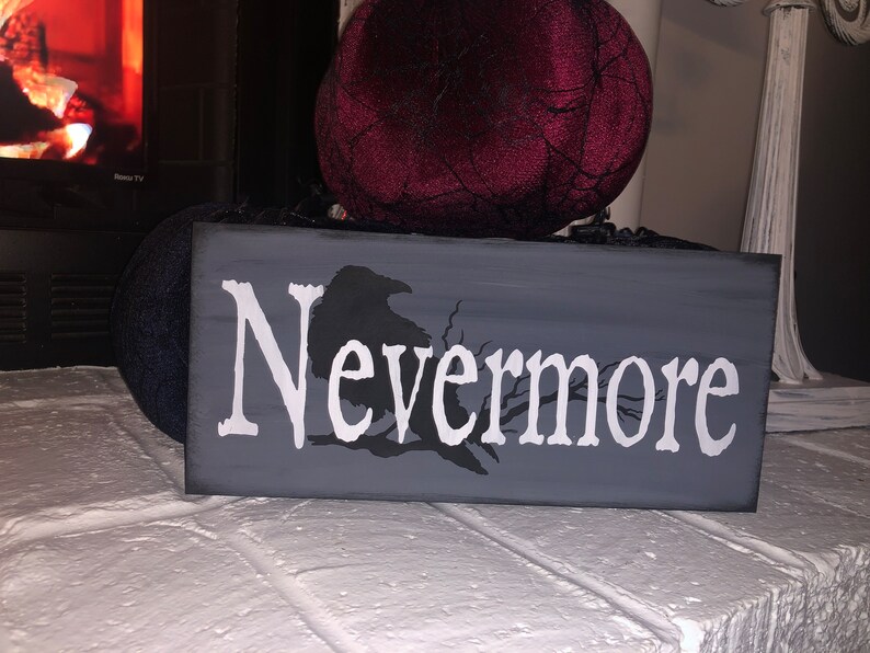 Nevermore Raven Sign. Edgar Allan Poe Decor. Halloween. Black Academia ...