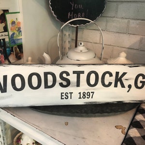 Custom City Wood Sign: Aged Hometown Decor (5x15 inches)