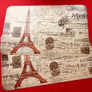 Six Lovely Paris Eiffel Tower designed Place Mats. Beautiful Paris Vintage Design.Lovely dinning accent pieces.