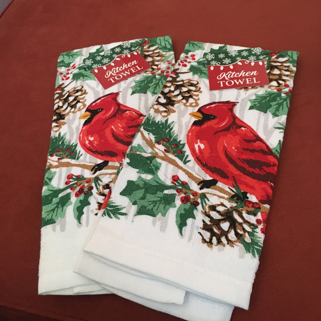 Red Cardinal Kitchen Towels. New. Lovely Etsy