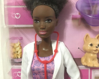 African American Barbie Doll Pet Vet. New in Box. Accessories