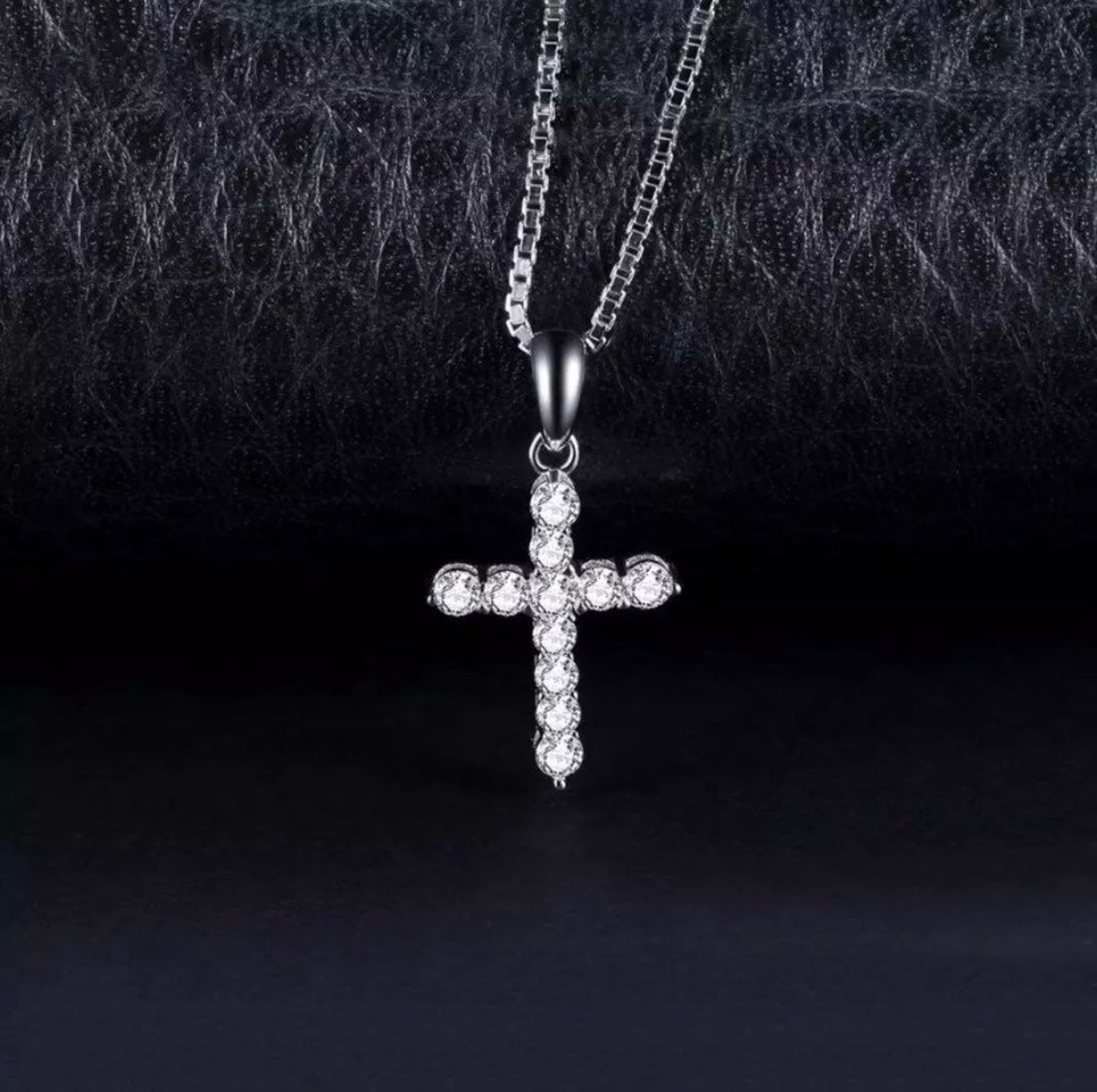 CZ Cross Necklace/sterling Silver Cross Necklace/cz Diamond | Etsy