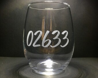 Chatham Zip Code Stemless Wine Glass