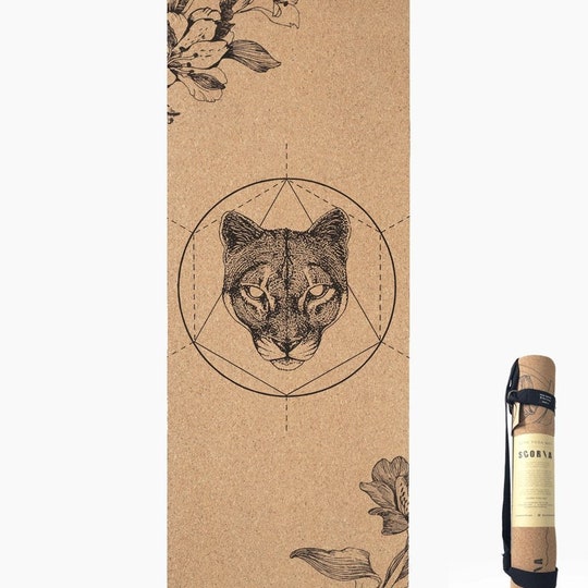 Disover Mountain Lion Cork Yoga Mat