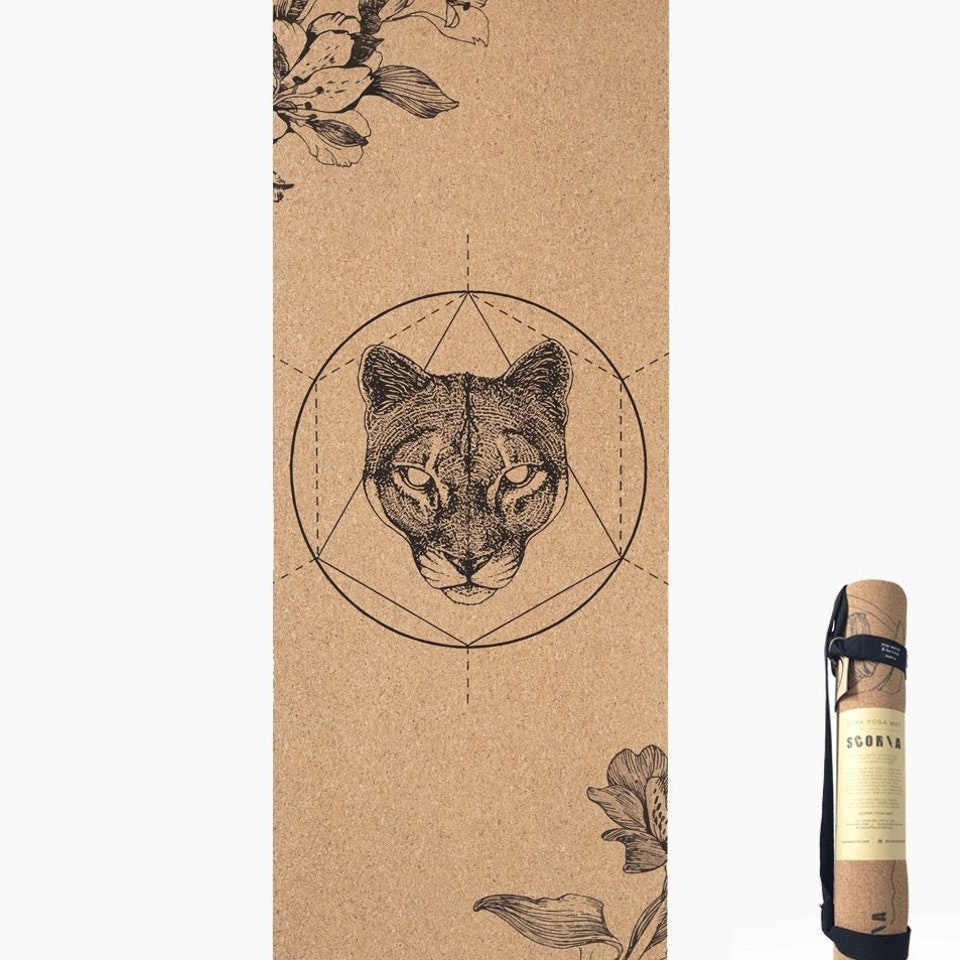 Discover Mountain Lion Cork Yoga Mat