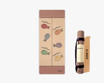 Kids Cork Yoga Mat Natural & Non-Toxic by Scoria (Playful)