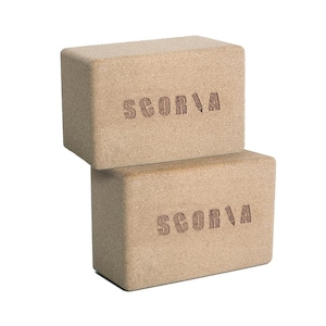 PAIR of Big Cork Yoga Blocks by Scoria World (100% Natural Cork/ plastic-free packaging)