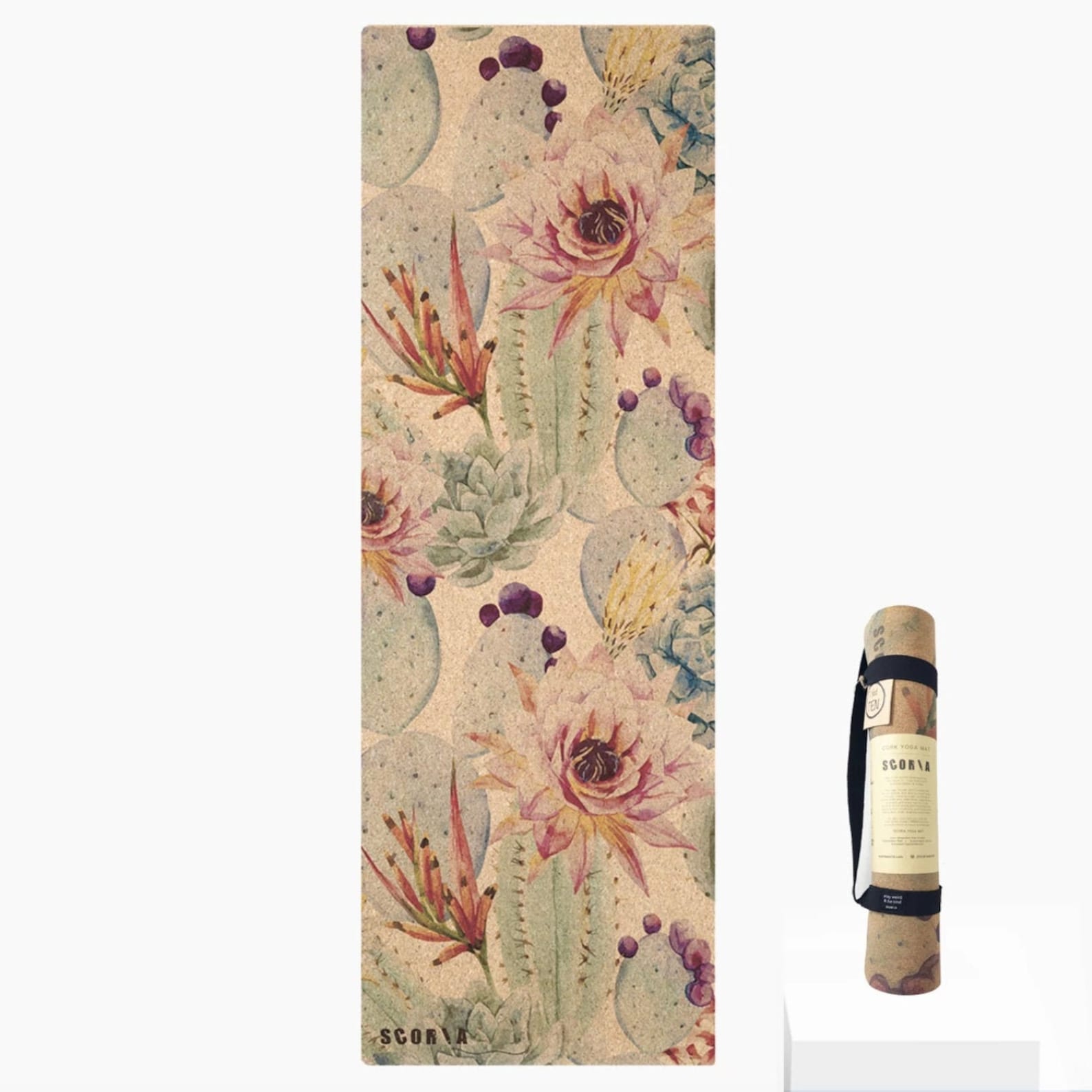 Botanicals Cork Yoga Mat by Scoria 100% Natural & Non-toxic - Etsy