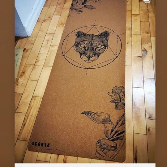 Disover Mountain Lion Cork Yoga Mat