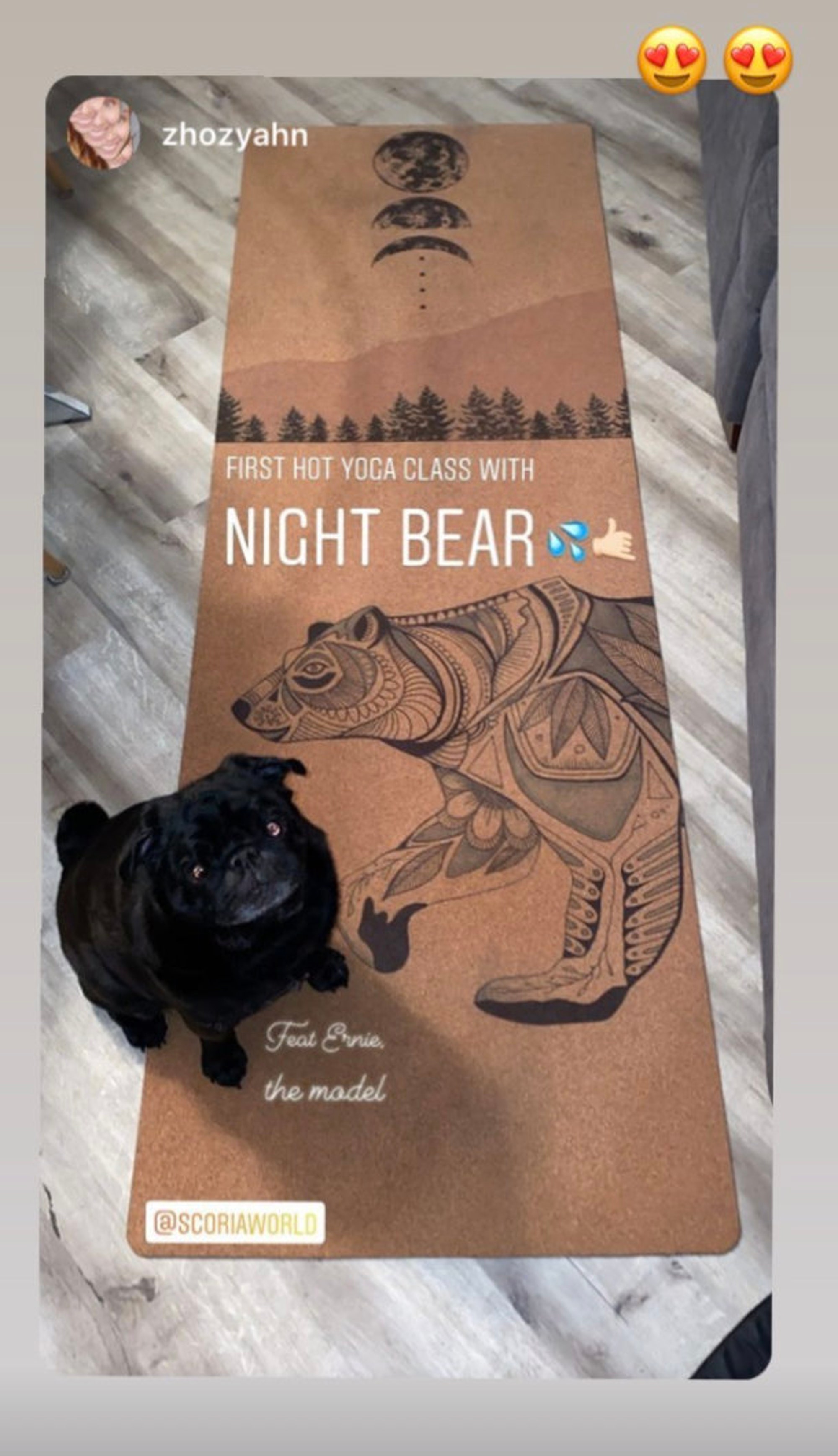 Night Bear Cork Yoga Mat by Scoria