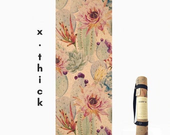 Extra-Thick Botanicals Cork Yoga Mat by Scoria | 100% natural & non-toxic | 6mm