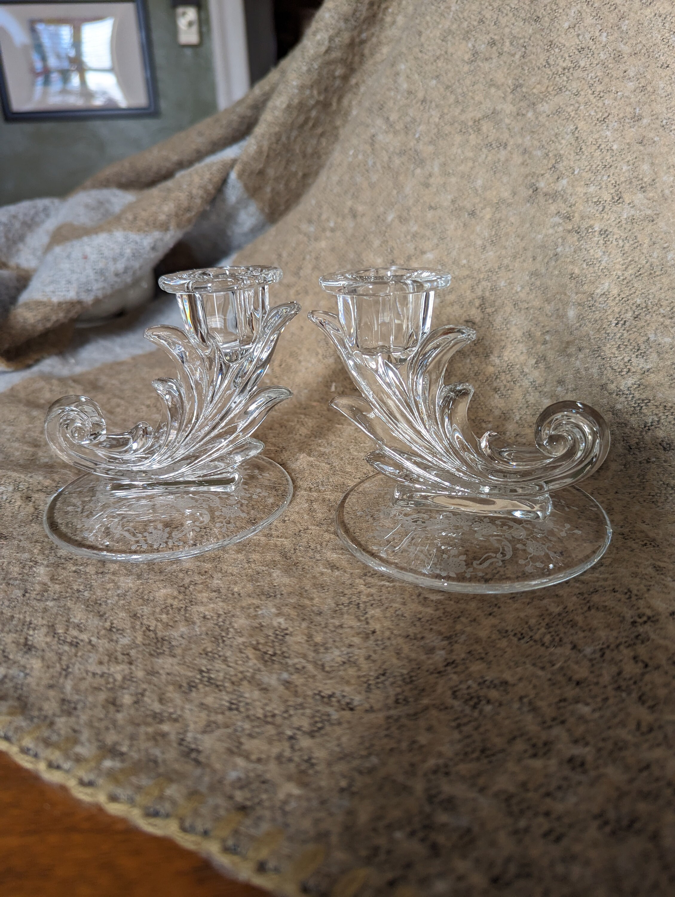 Fostoria Baroque Candle Holders With Meadow Rose Etching - Etsy