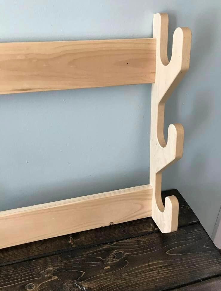 Amish Made Solid Pine Wood 3 Gun Rack Unfinished Wall Mount Horizontal ...
