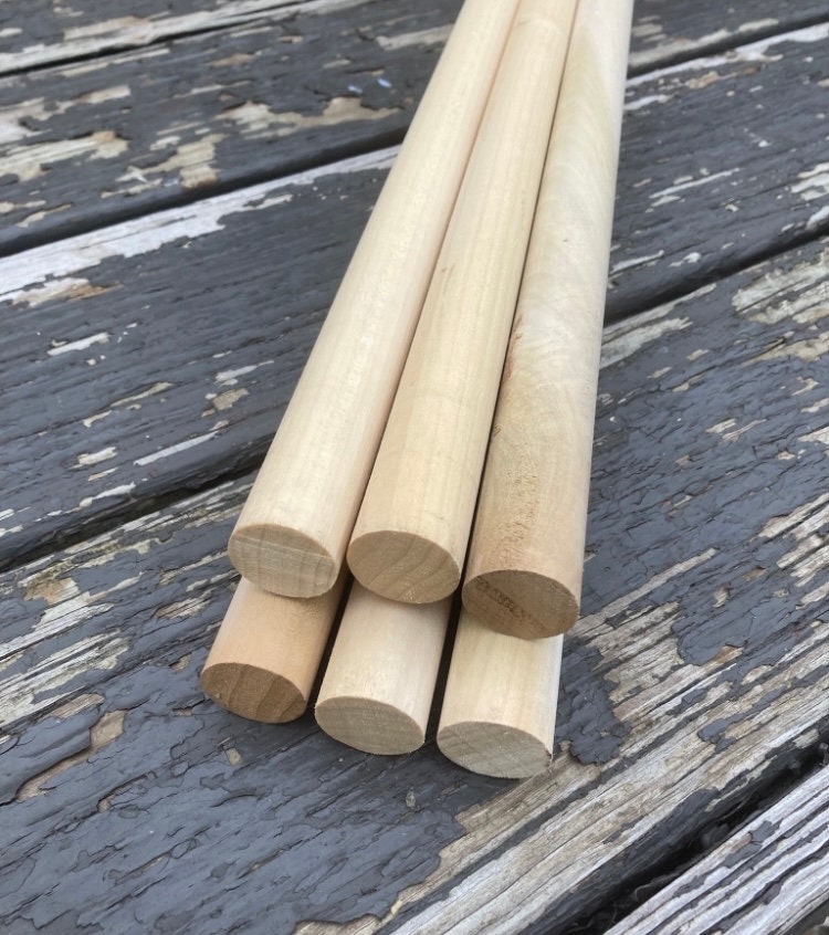 1/4 Inch Round by 3 Ft Length Natural Unfinished Wood Dowels