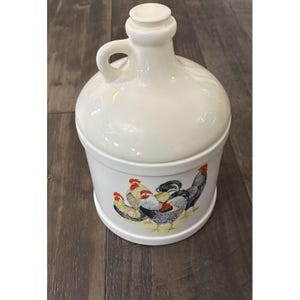 Vintage Ceramic Rooster Crock Jug Farmhouse Country Kitchen Decor Chicken 12"