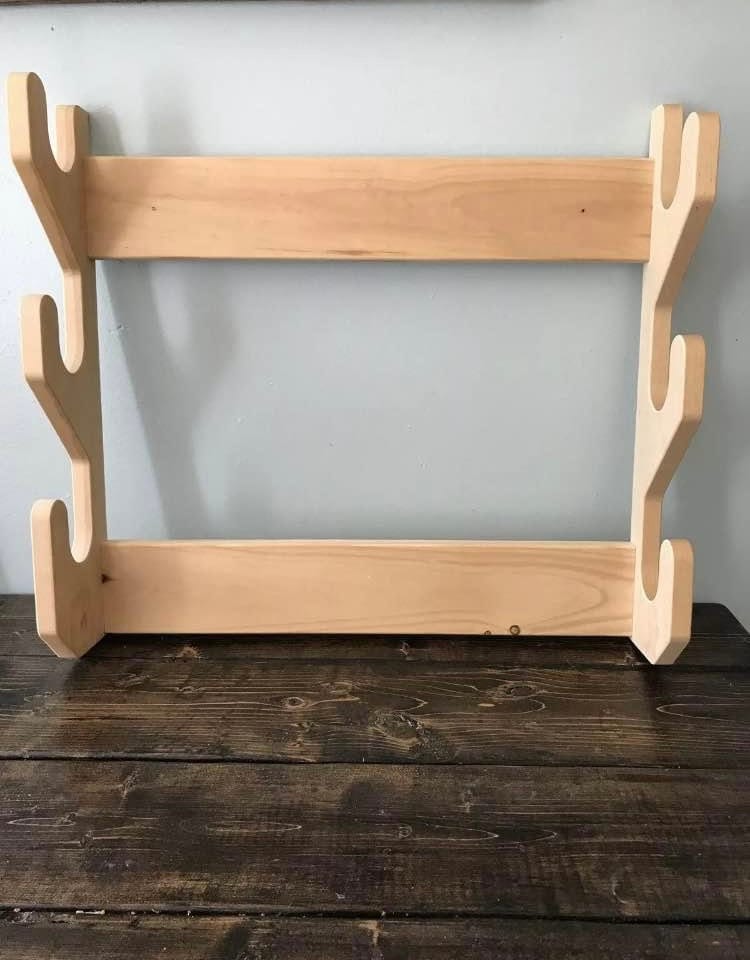 Amish Made Solid Pine Wood 3 Gun Rack Unfinished Wall Mount Horizontal ...