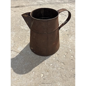 Vtg Metal Pitcher Galvanized Metal Can Coffee Water Plant Flower Pot Rusty Holes