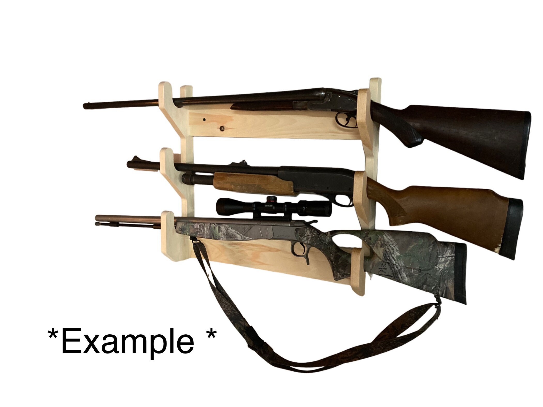 Hunting Buck Rack Amish Handmade Pine Wood 3 Gun Rack With Laser Engraved Buck, USA Flag ...