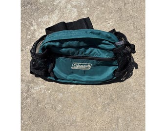Vtg Coleman '90s Fanny Pack Teal Camping Hiking Running 2 Water bottle Holders
