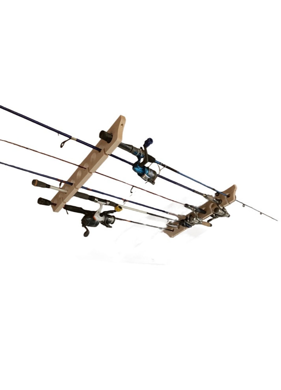 Fishing Pole Rack Ceiling Mount 9 Rod Storage Pine Wood Garage Etsy