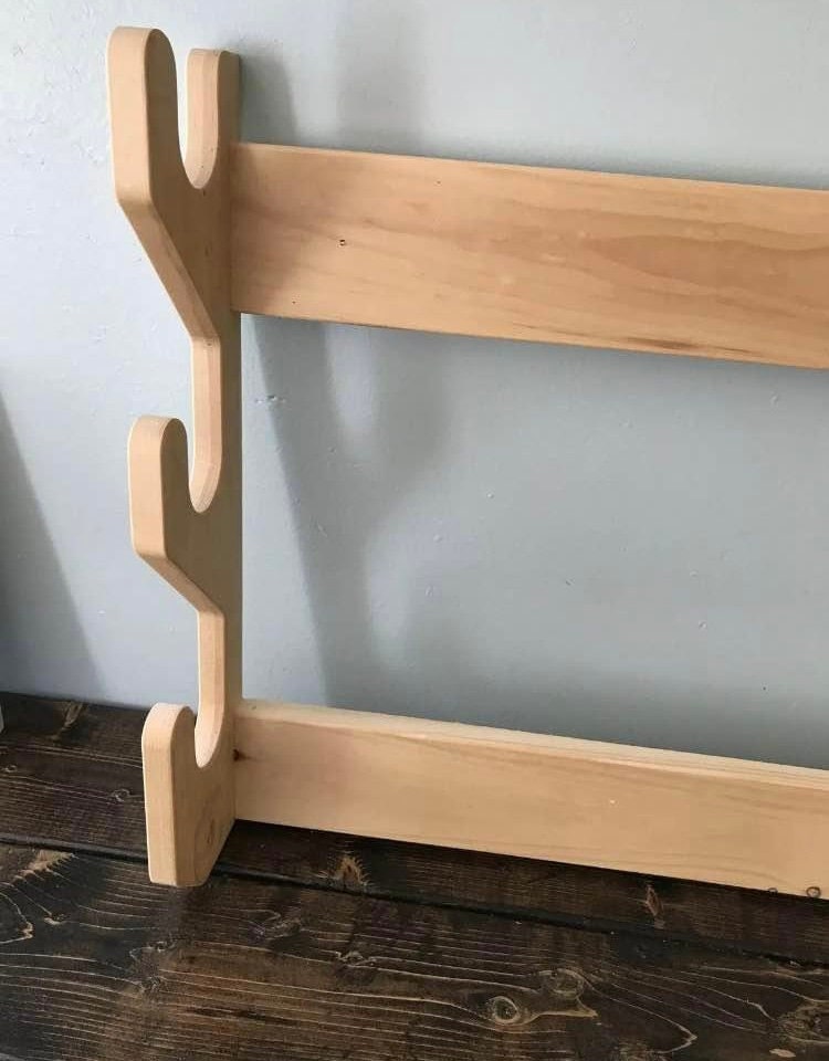 Amish Made Solid Pine Wood 3 Gun Rack Unfinished Wall Mount Horizontal ...