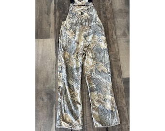 Vtg 90s Liberty Overalls Realtree Camo Hunting Bibs Size 38 Regular Carpenter