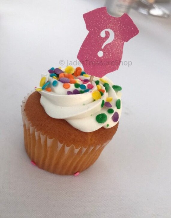Onesie Cake Toppers Gender Reveal Cupcake Toppers Baby Etsy