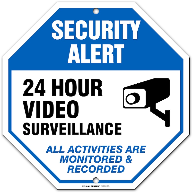 Security Alert 24 Hour CCTV Sign Video Surveillance in Use Etsy