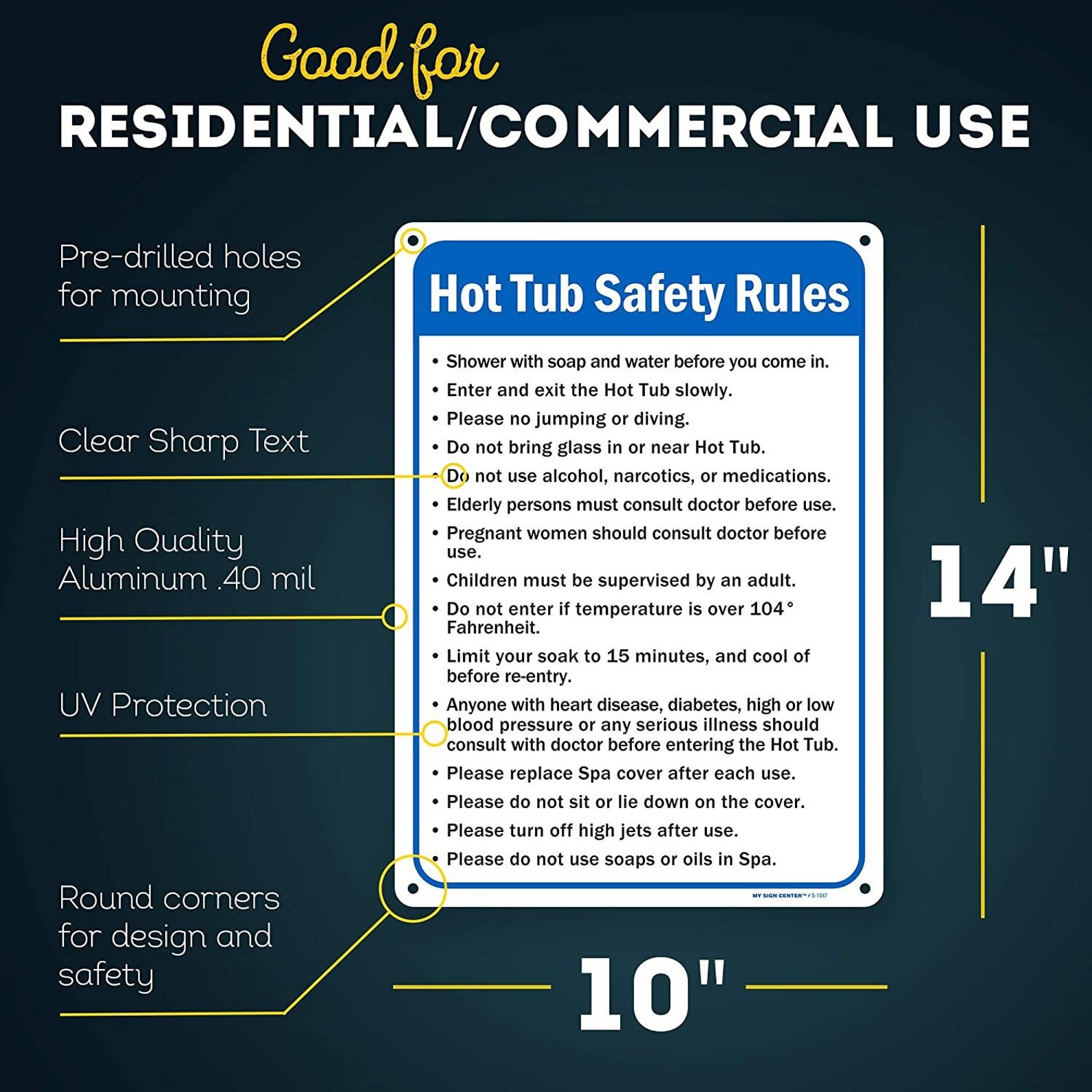 Hot Tub Safety Rules Sign Made Out of .040 RustFree Etsy