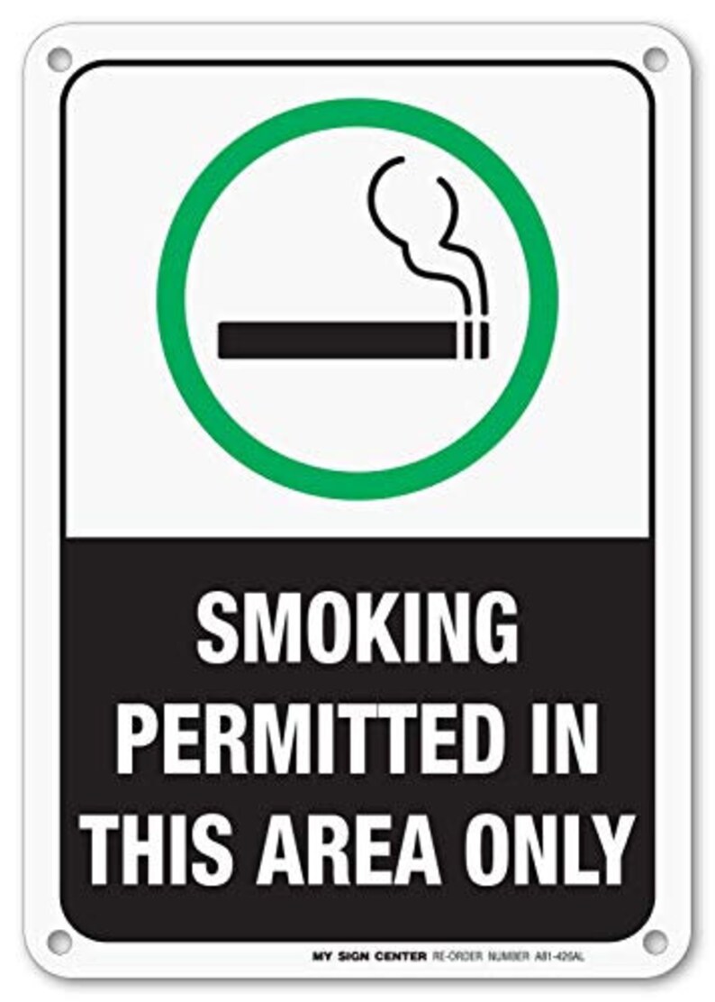 Smoking Permitted in This Area Only Safety Sign Smoke Break Etsy