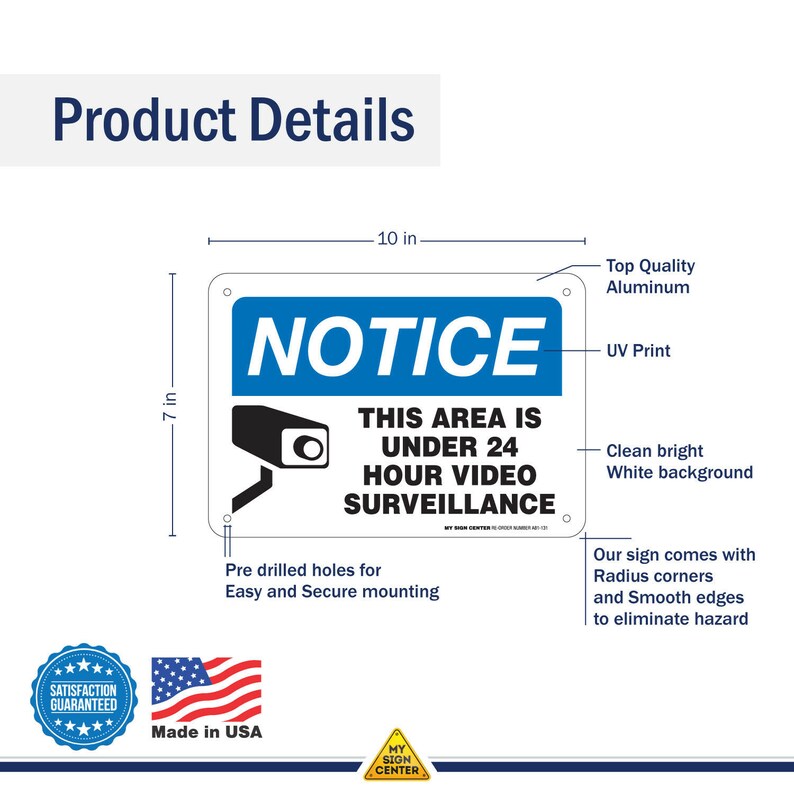 24 Hour Video Surveillance Sign Security Camera Sign Warning Etsy