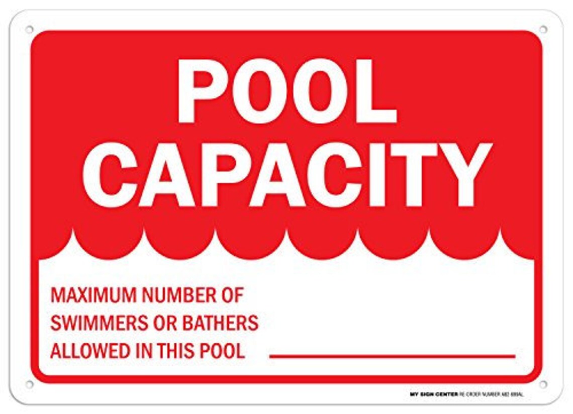 Pool Capacity Sign 10x14 .040 Rust Free Etsy