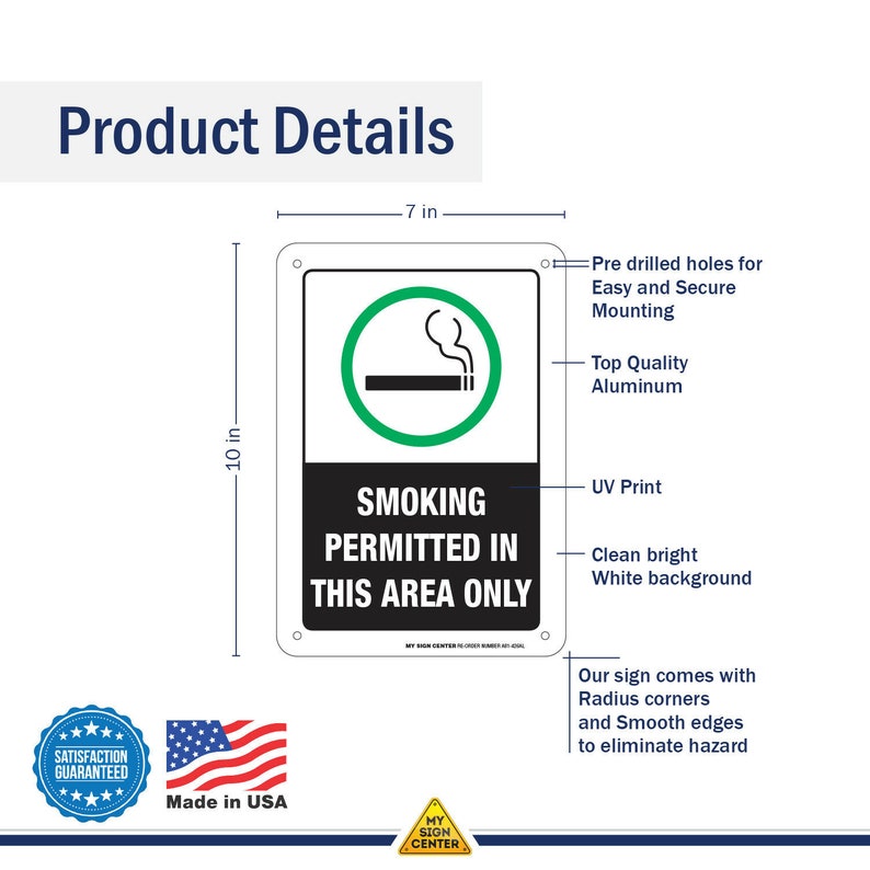 Smoking Permitted in This Area Only Safety Sign Smoke Break Etsy