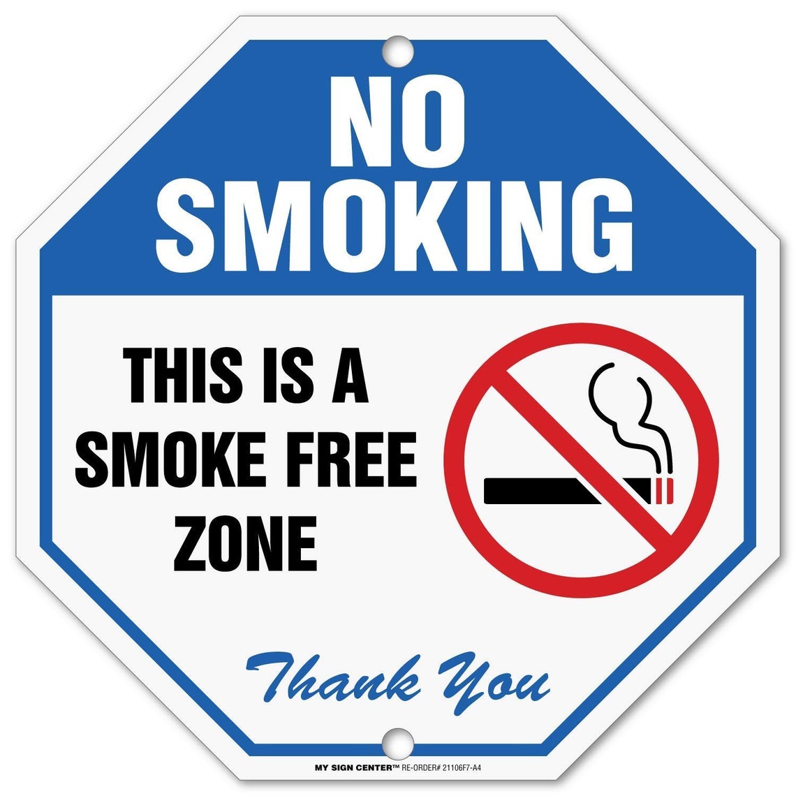 Metal No Smoking Sign This is A Smoke Free Zone Octagon Etsy