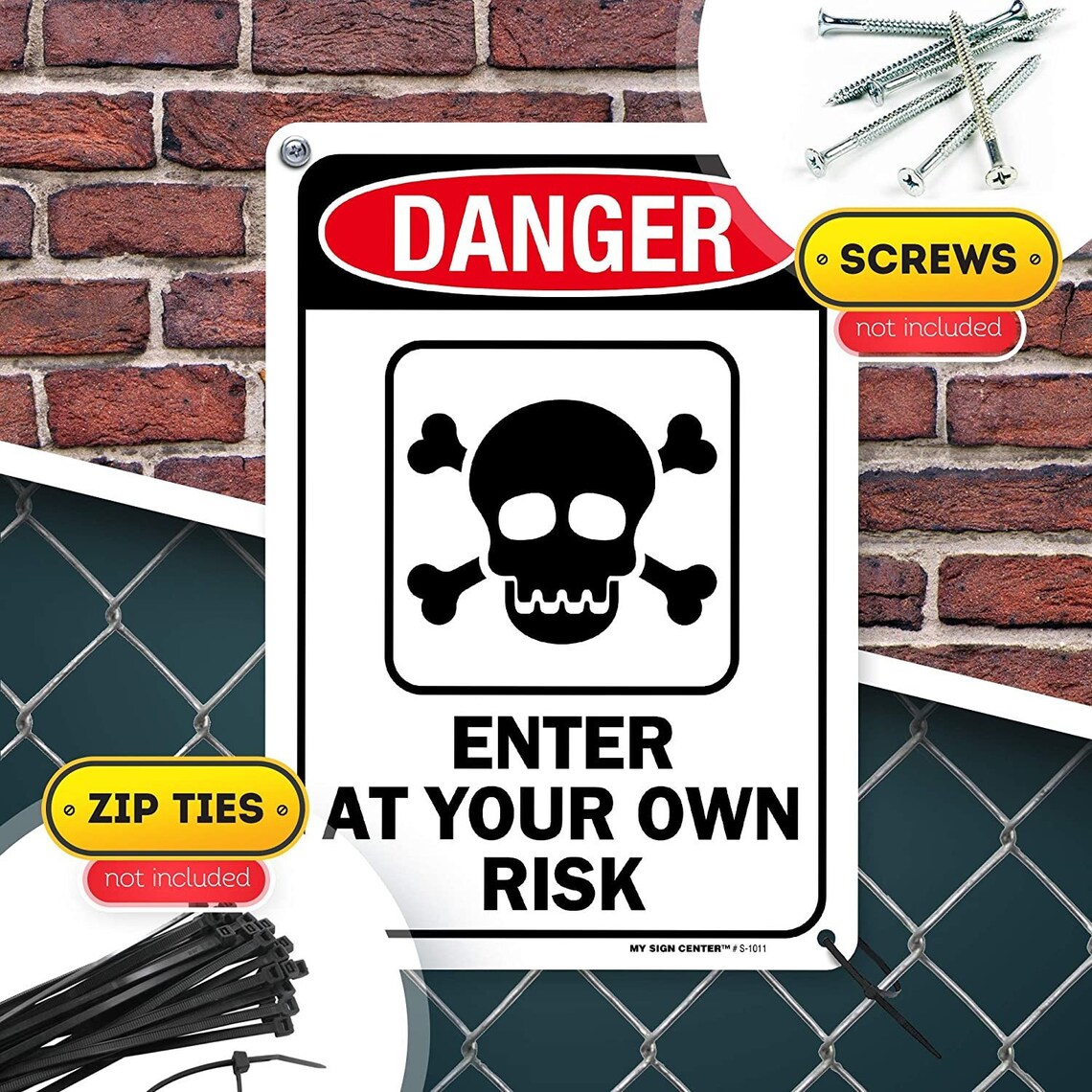 Halloween Hofschild Danger - Gruselige Dekoration 43,2x33cm Outdoor