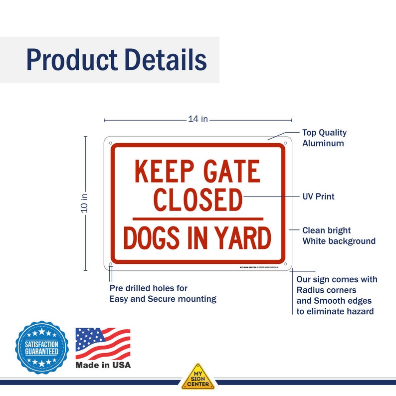 Keep Gate Closed Dogs in Yard Sign 10x14 .040 Etsy