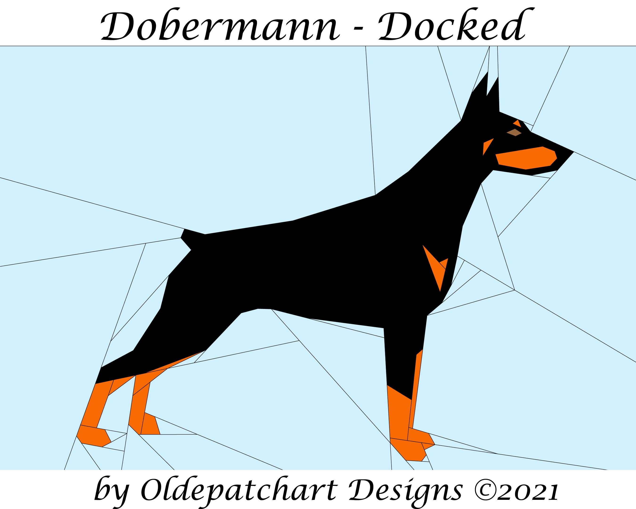Dobermann - Docked Foundation Paper Piecing Pattern