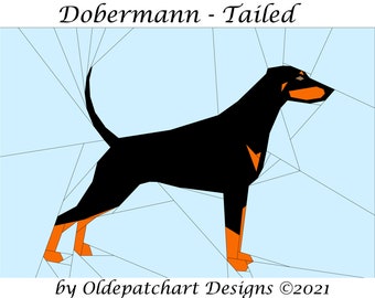 Dobermann - wzór do patchworku z papieru bazowego Tailed