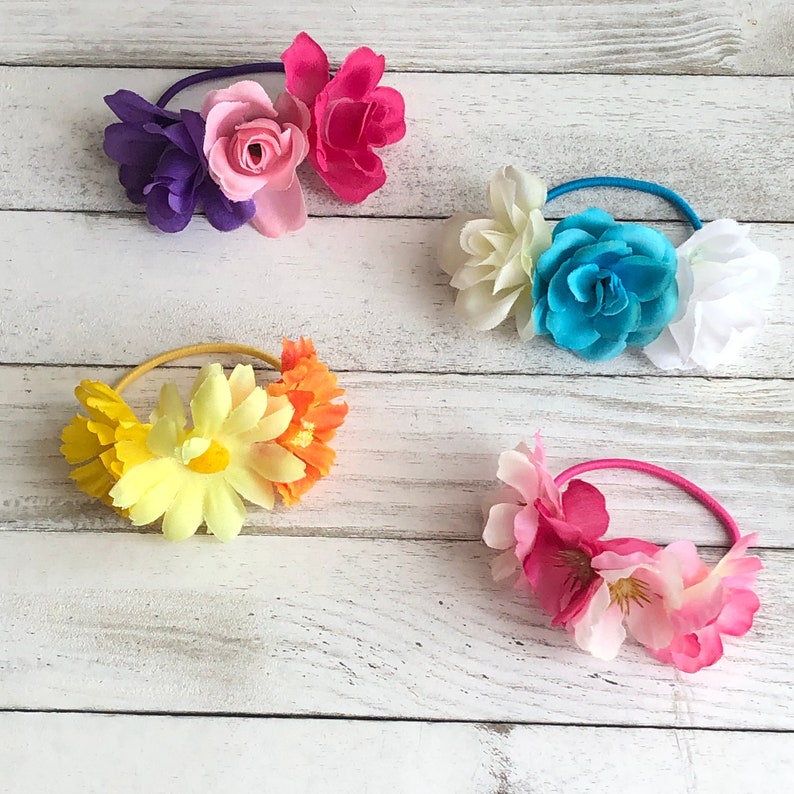 Flower Ponytail Tie Backs Flower Hair Accessories Boho Hair Etsy