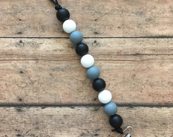 Teething Pacifier Clip - Black, Grey, White