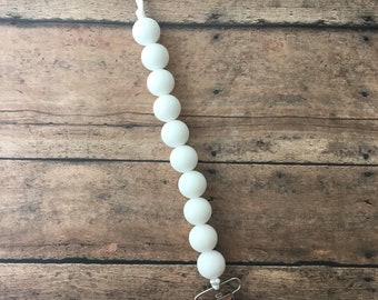 Teething Pacifier Clip - White