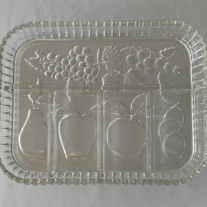 Vintage Indiana Glass Halvest Grape Pattern Divided Serving Dish