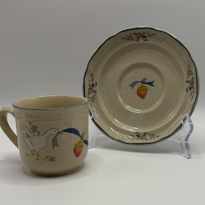 SET OF 4 International Tableworks Marmalade Mug and Saucer, Duck, Geese Dinnerware, Cottagecore Kitchen, Vintage Kitchen, Japan Stoneware