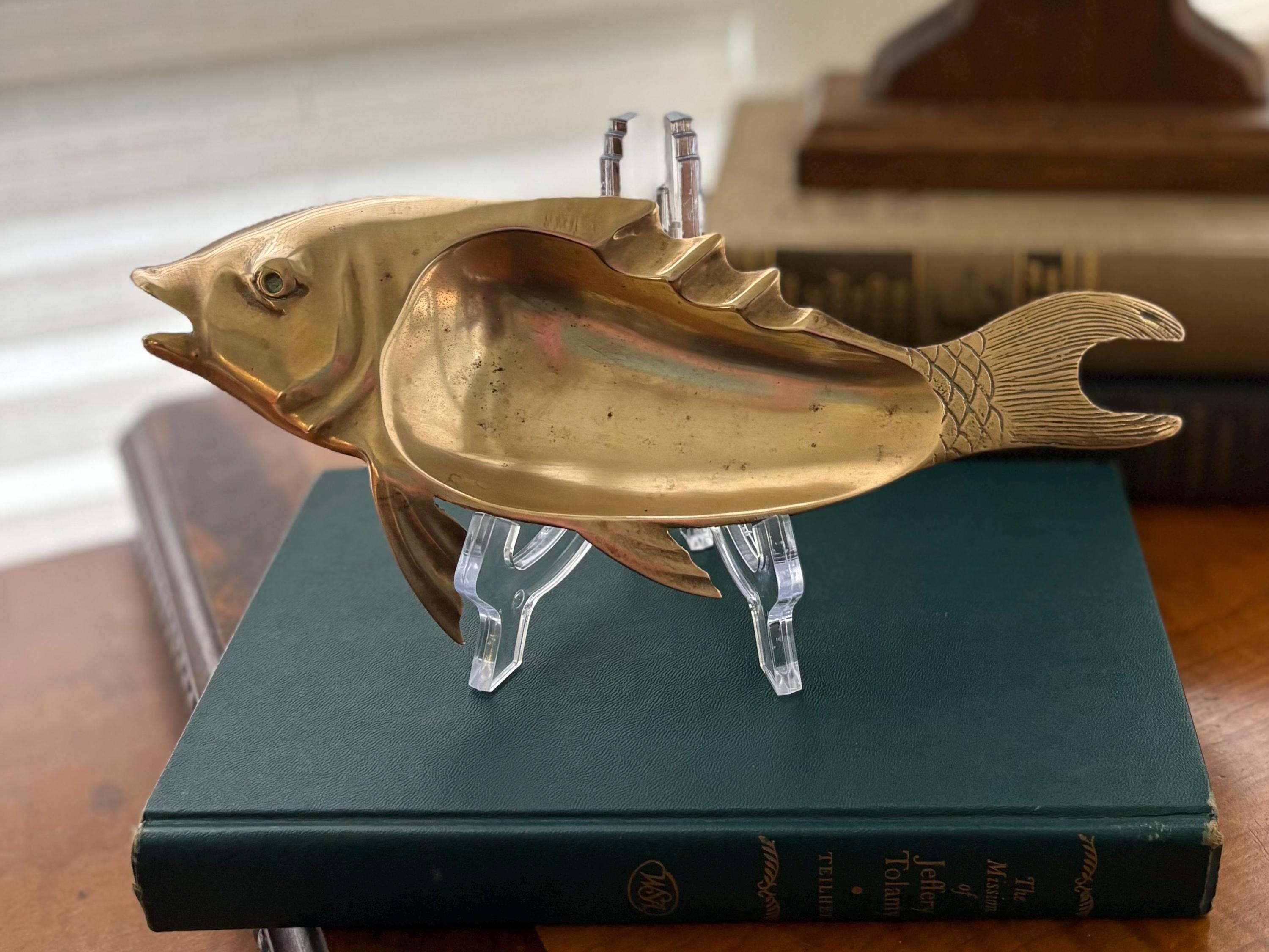 VINTAGE FISH ASHTRAY 真鍮 ヴィンテージ 熱帯魚 Lot of 2 Vintage Brass Fish Ashtray Dish Ornate Midcentury