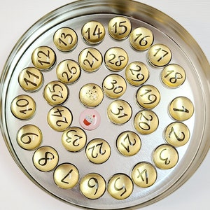 Gold Calendar magnets number glass magnets for magnetic board or wall calendar